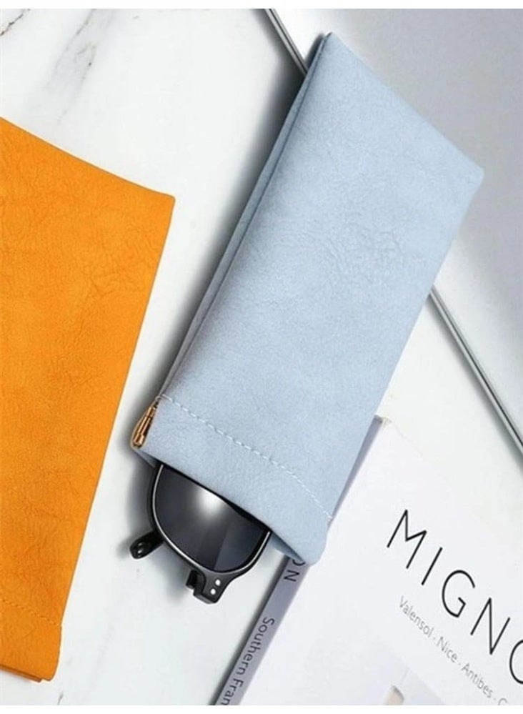 Soft PU Leather Sunglasses Pouch with Snap Closure – Lightweight Eyewear Protector - Image 1